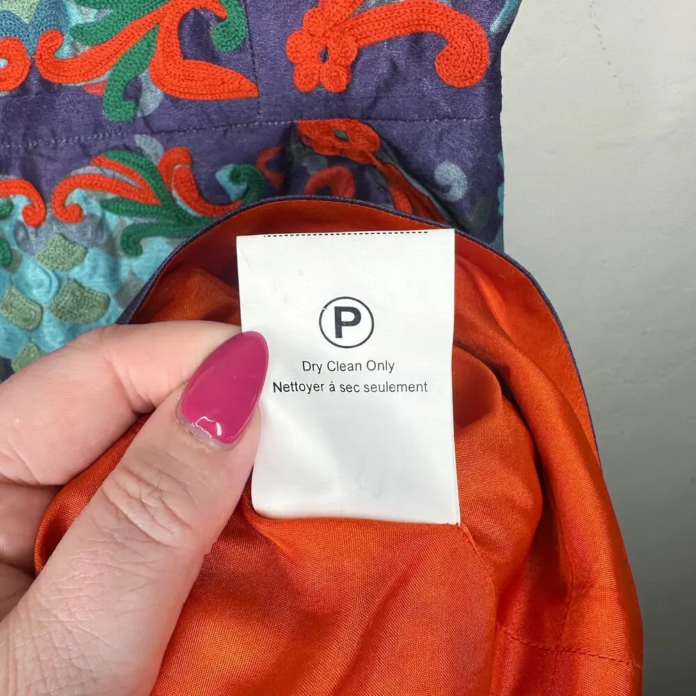Anthropologie Pankaj & Nidhi Octave Floral Embroidered Applique Mini Dress 0 - Picture 14 of 15